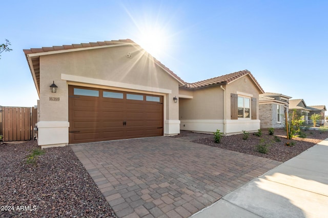 view of front of property featuring a garage