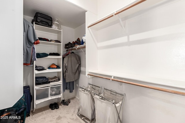 walk in closet with carpet