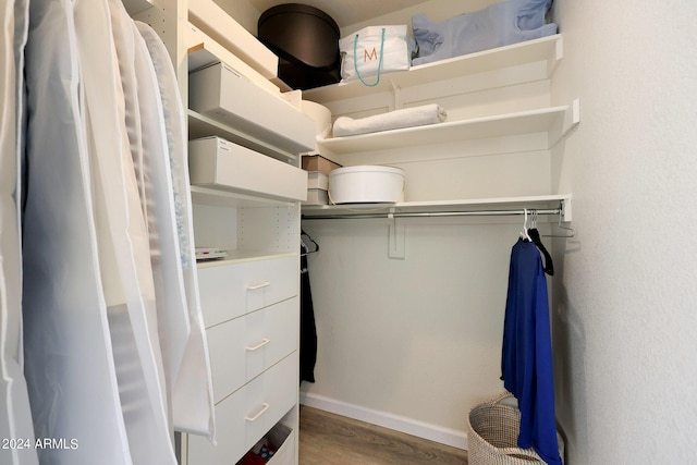 spacious closet featuring hardwood / wood-style floors