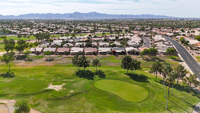 drone / aerial view featuring a mountain view