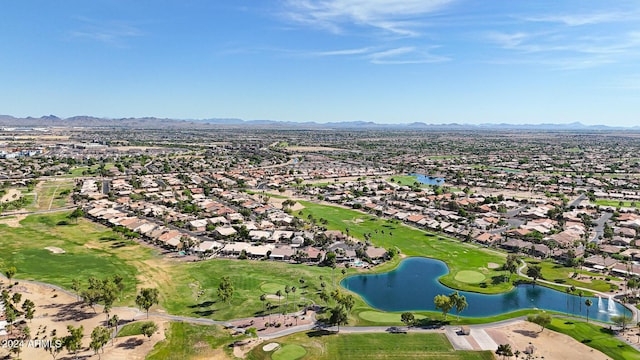 aerial view with a water and mountain view