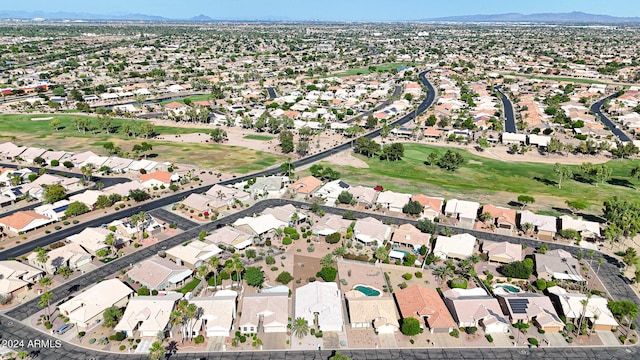 drone / aerial view featuring a mountain view