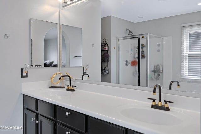 3687 E Leslie Dr, Gilbert, AZ 85296 - full bathroom with a stall shower and double vanity