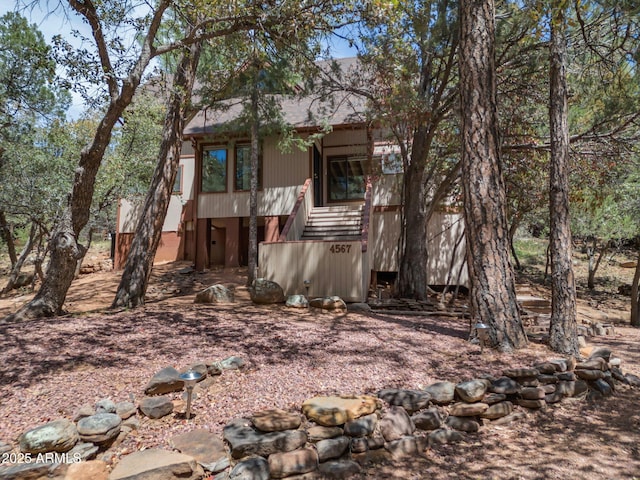 4567 N Juniper Ln, Pine, AZ 85544 - view of front of home with stairway