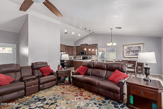 19 W Wickieup Ln, Phoenix, AZ 85027 - living area featuring lofted ceiling and a ceiling fan