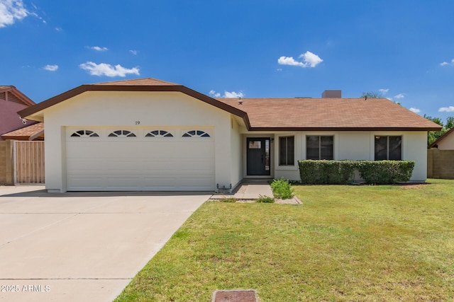 19 W Wickieup Ln, Phoenix, AZ 85027 - ranch-style home with an attached garage, concrete driveway, stucco siding, and a shingled roof
