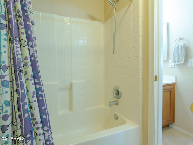2826 E Tracy Ln Unit 3, Phoenix, AZ 85032 - bathroom with shower / bath combo with shower curtain, vanity, and tile patterned floors