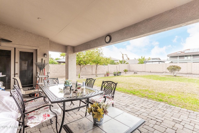 view of patio / terrace with outdoor dining space and a fenced backyard