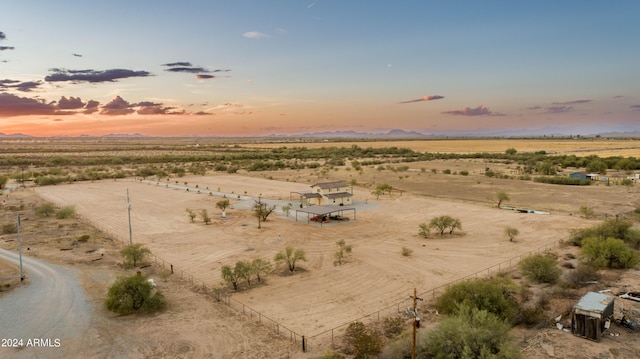 aerial view at dusk with a rural view