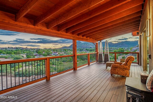 deck featuring a mountain view