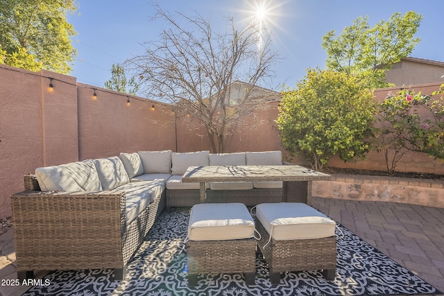 view of patio featuring outdoor lounge area