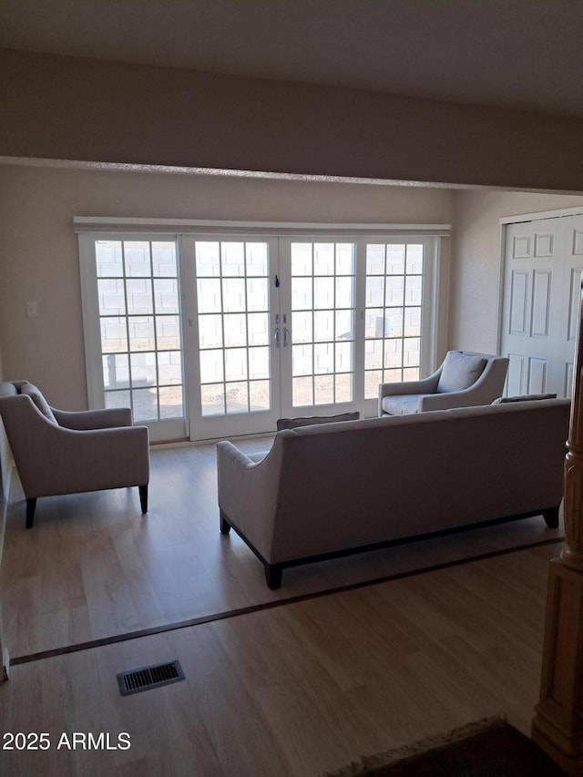 living room with hardwood / wood-style floors