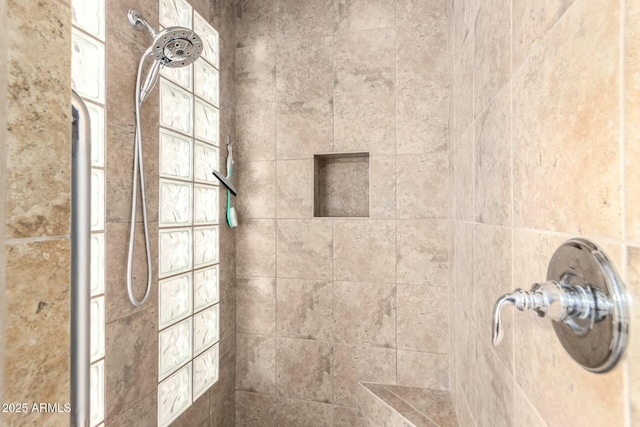 detailed view of tiled shower