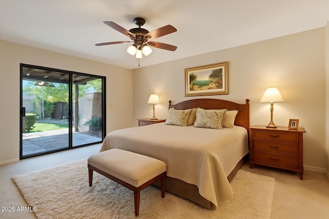 2313 S Grandview Ave, Tempe, AZ 85282 - bedroom with access to outside, light carpet, baseboards, and a ceiling fan