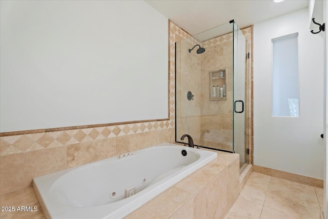 2313 S Grandview Ave, Tempe, AZ 85282 - full bath featuring a whirlpool tub, a shower stall, and tile patterned flooring