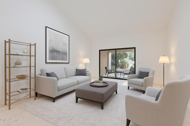 2313 S Grandview Ave, Tempe, AZ 85282 - living area with lofted ceiling and light tile patterned floors