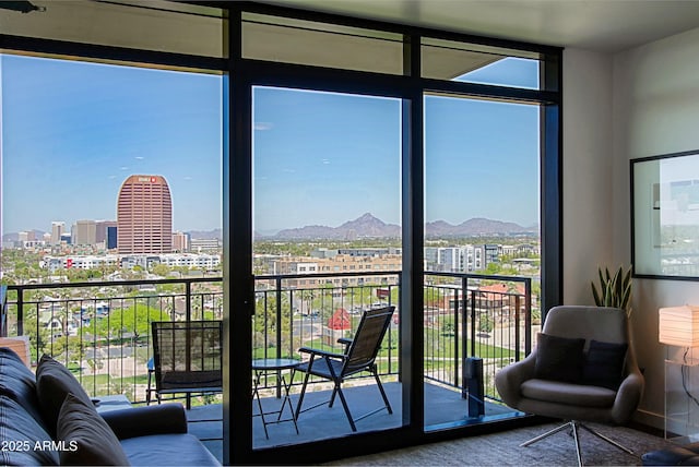 200 W Portland St Unit 1024, Phoenix, AZ 85003 - doorway with a mountain view, expansive windows, and a view of city