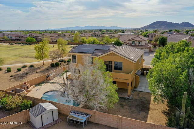 aerial view with a residential view and a mountain view