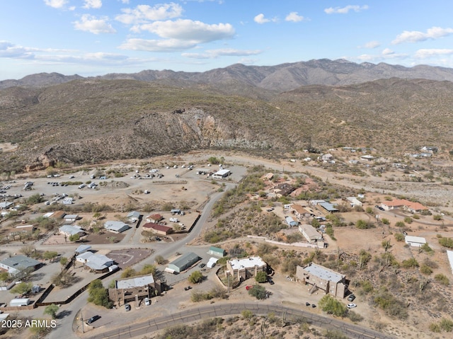 bird's eye view with a mountain view