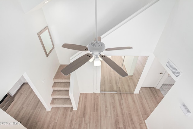 details featuring hardwood / wood-style flooring and ceiling fan