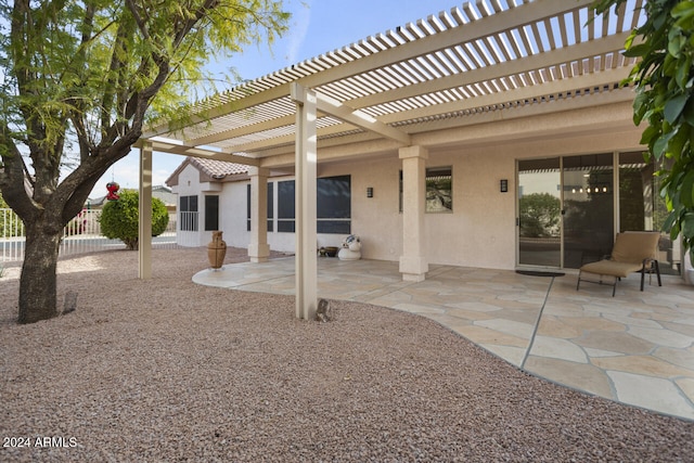 exterior space with a pergola