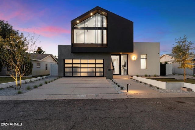 contemporary home with a garage