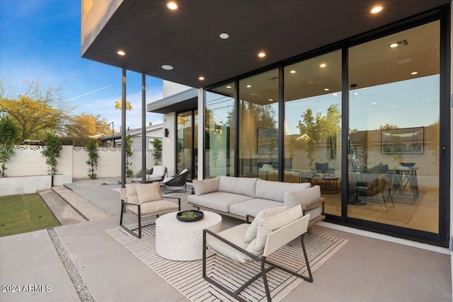 view of patio featuring outdoor lounge area