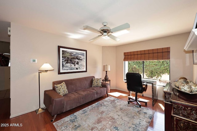 9115 N 101st Way, Scottsdale, AZ 85258 - office area featuring ceiling fan, wood finished floors, and baseboards