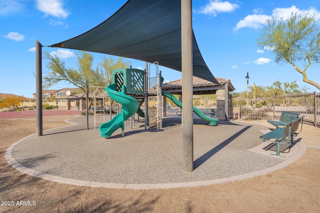 community play area featuring fence