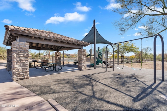 view of home's community with a gazebo and playground community