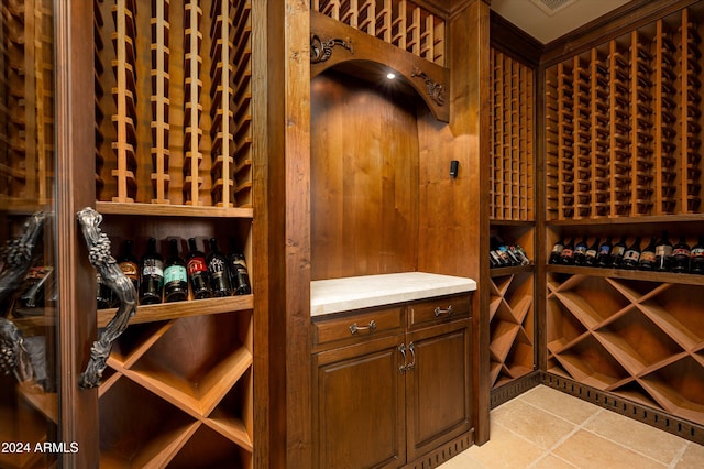 wine room featuring tile patterned flooring