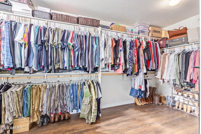 walk in closet featuring wood-type flooring