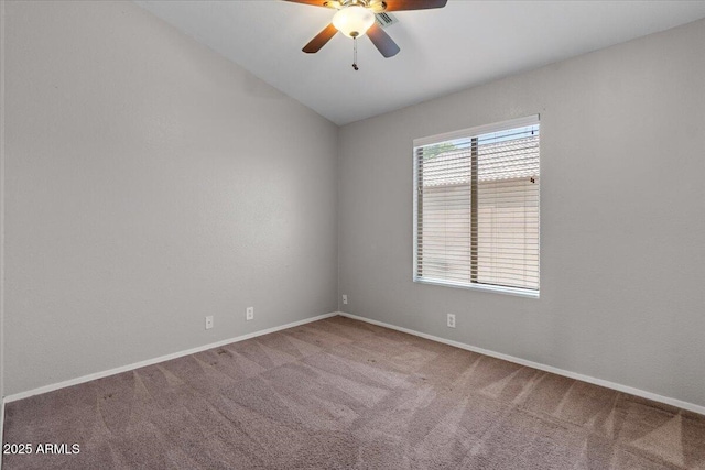 10646 E Enid Ave, Mesa, AZ 85208 - carpeted empty room featuring a ceiling fan, baseboards, and lofted ceiling