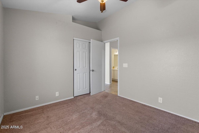 10646 E Enid Ave, Mesa, AZ 85208 - unfurnished bedroom with carpet, baseboards, a closet, and a ceiling fan