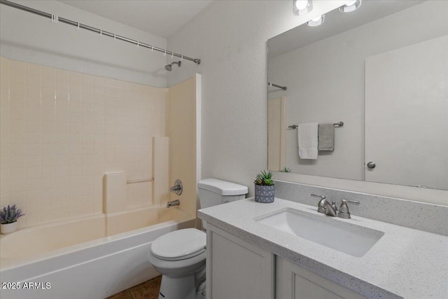10646 E Enid Ave, Mesa, AZ 85208 - bathroom featuring vanity, toilet, shower / bathtub combination, and tile patterned floors