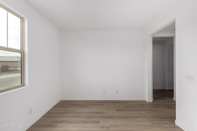 spare room featuring plenty of natural light and wood-type flooring