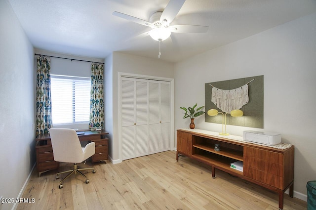 1750 E Mallory St, Mesa, AZ 85203 - office featuring light wood-style flooring and a ceiling fan