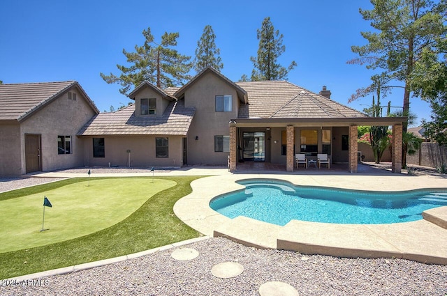 1750 E Mallory St, Mesa, AZ 85203 - view of swimming pool with a putting green and a patio