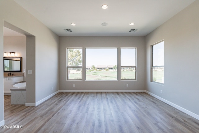 spare room with light hardwood / wood-style flooring and a healthy amount of sunlight