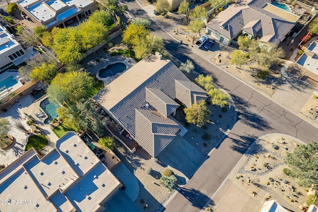 drone / aerial view with a residential view