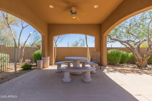 16600 N Thompson Peak Pkwy Unit 1072, Scottsdale, AZ 85260 - view of patio with fence and a ceiling fan