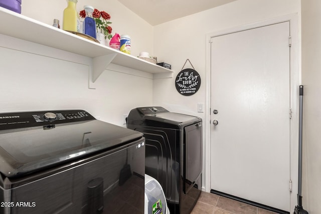 2223 S Hughes Dr, Buckeye, AZ 85326 - laundry room with independent washer and dryer and tile patterned flooring