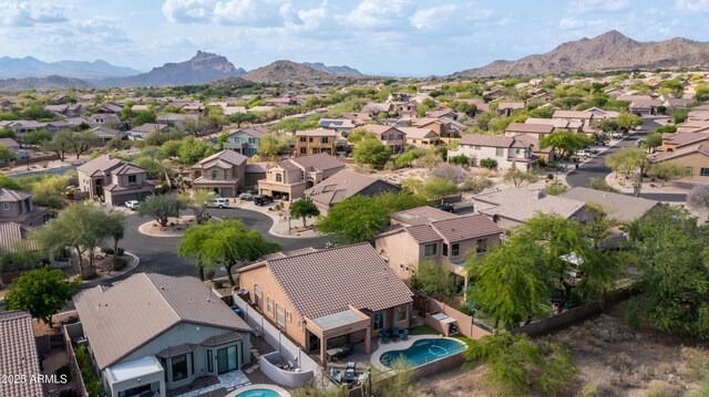 aerial perspective of suburban area featuring mountains