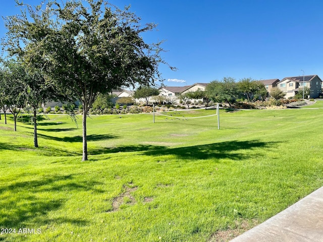 view of home's community featuring a yard and volleyball court