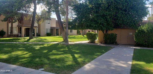 view of community featuring a yard