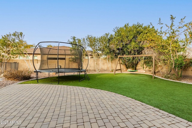 view of patio / terrace featuring a trampoline