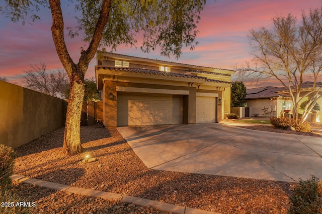 view of front of house with a garage