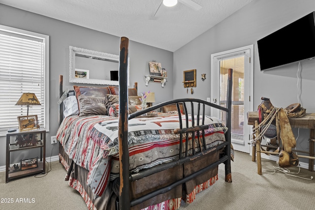 6249 E Camelot Dr, Mesa, AZ 85215 - bedroom featuring carpet, vaulted ceiling, and a ceiling fan