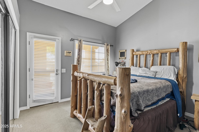 6249 E Camelot Dr, Mesa, AZ 85215 - bedroom with carpet, vaulted ceiling, and ceiling fan