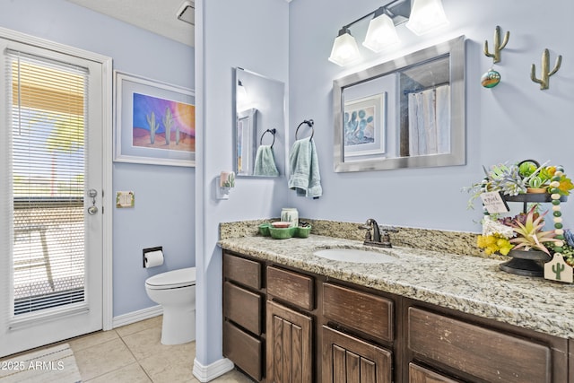 6249 E Camelot Dr, Mesa, AZ 85215 - bathroom with tile patterned flooring, vanity, healthy amount of natural light, and curtained shower